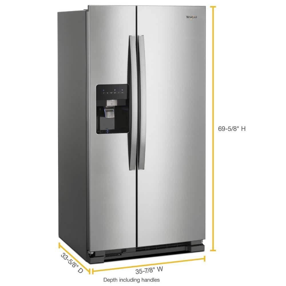 WRS315SDHZ Whirlpool 24.6-cu ft Side-by-Side Refrigerator with Ice Maker, Water and Ice Dispenser (Fingerprint Resistant Stainless Steel)
