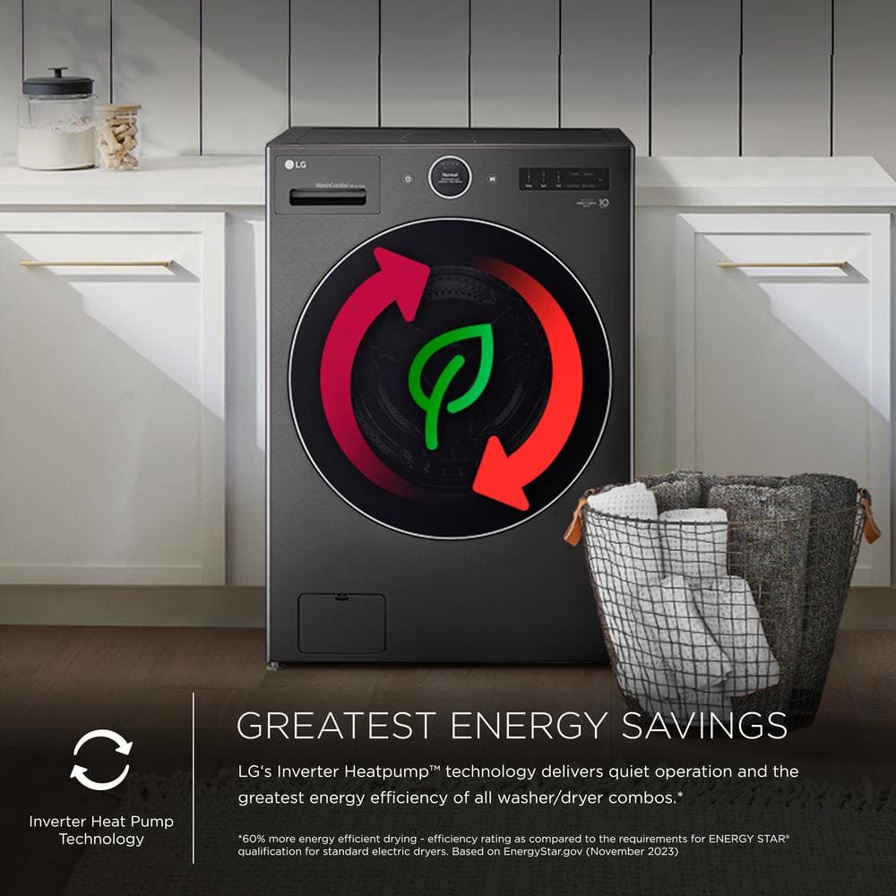 LG 5.0 cu. ft. Mega Capacity Smart Front Load Electric All-in-One Washer Dryer Combo with TurboWash360 WiFi in Black Steel