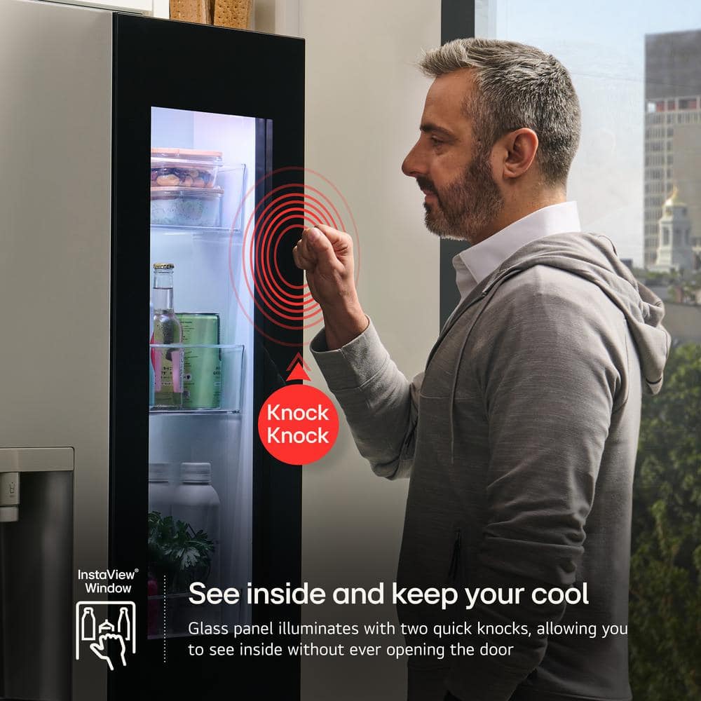 Model #LF29S8365S LG Standard-Depth InstaView MyColor 28.6-Cu. Feet 4 -Door Smart Compatible French Door Refrigerator with Dual Ice Maker with water and Ice dispenser and Door within Door ( PrintProof Stainless Steel ) ENERGY STAR Certified