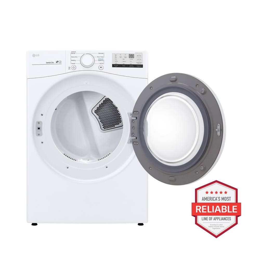 LG 7.4 Cu. Ft. vented Stackable Electric Dryer in White with Sensor Dry