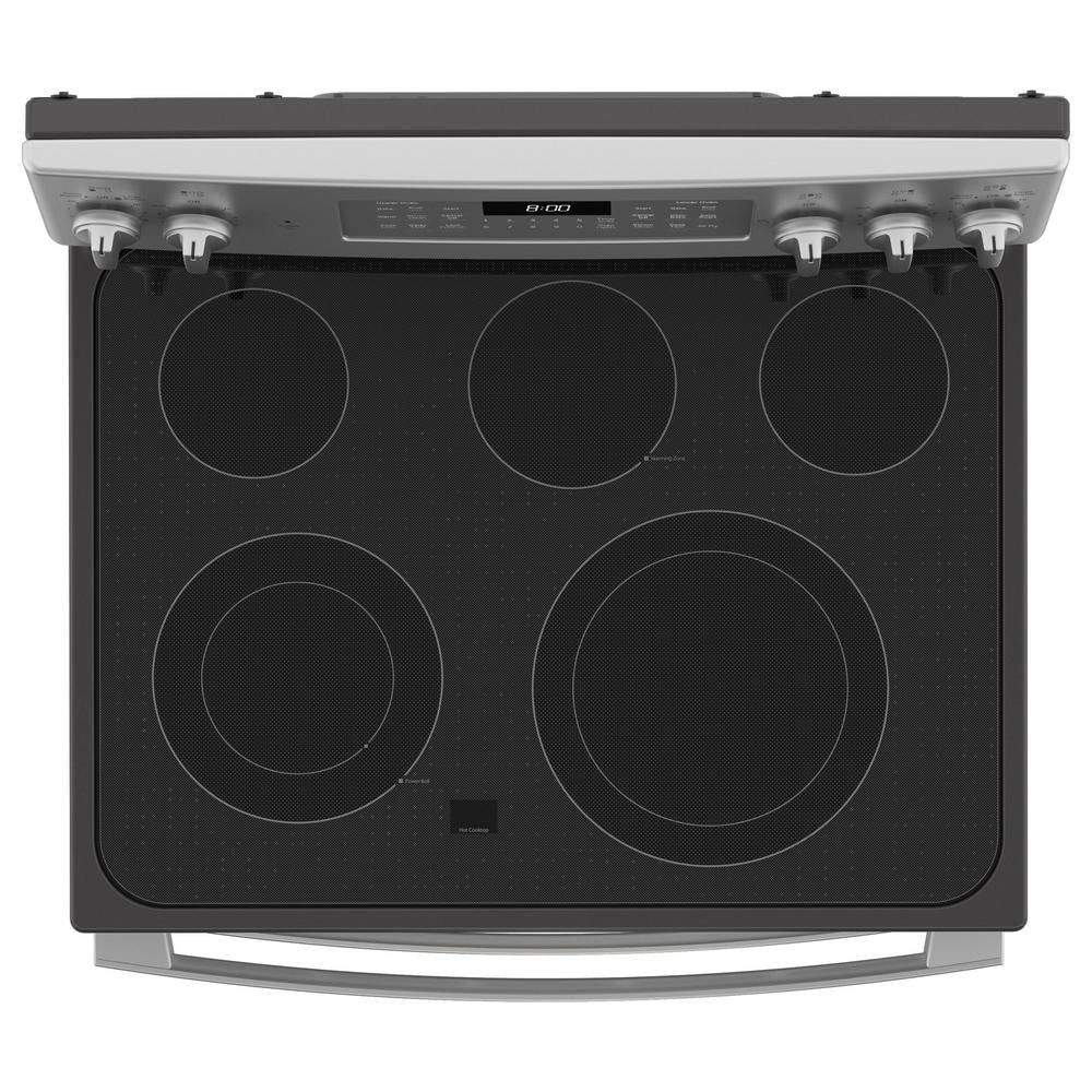 Model #JBS86SPSS  GE 30-Inches Glass Top 5 burners 4.4-Cu. Feet / 2.2-Cu. Feet Steam cleaning Air Fry Convection Oven Freestanding Double Oven Electric Range ( Stainless Steel ) (Copy)