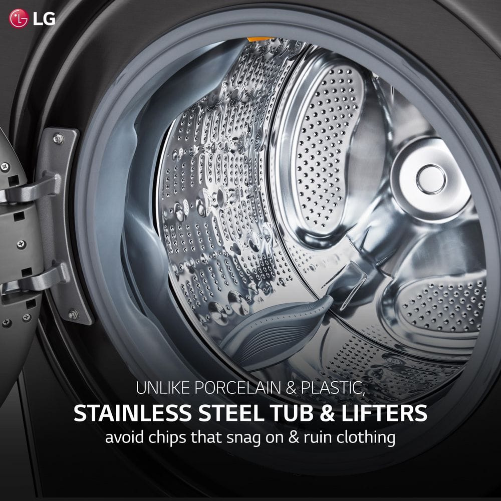 Model #WM4000HBA LG TurboWash 360 4.5-Cu. Feet High Efficiency Stackable Steam Cycle Smart Front-Load Washer ( Black Steel ) ENERGY STAR