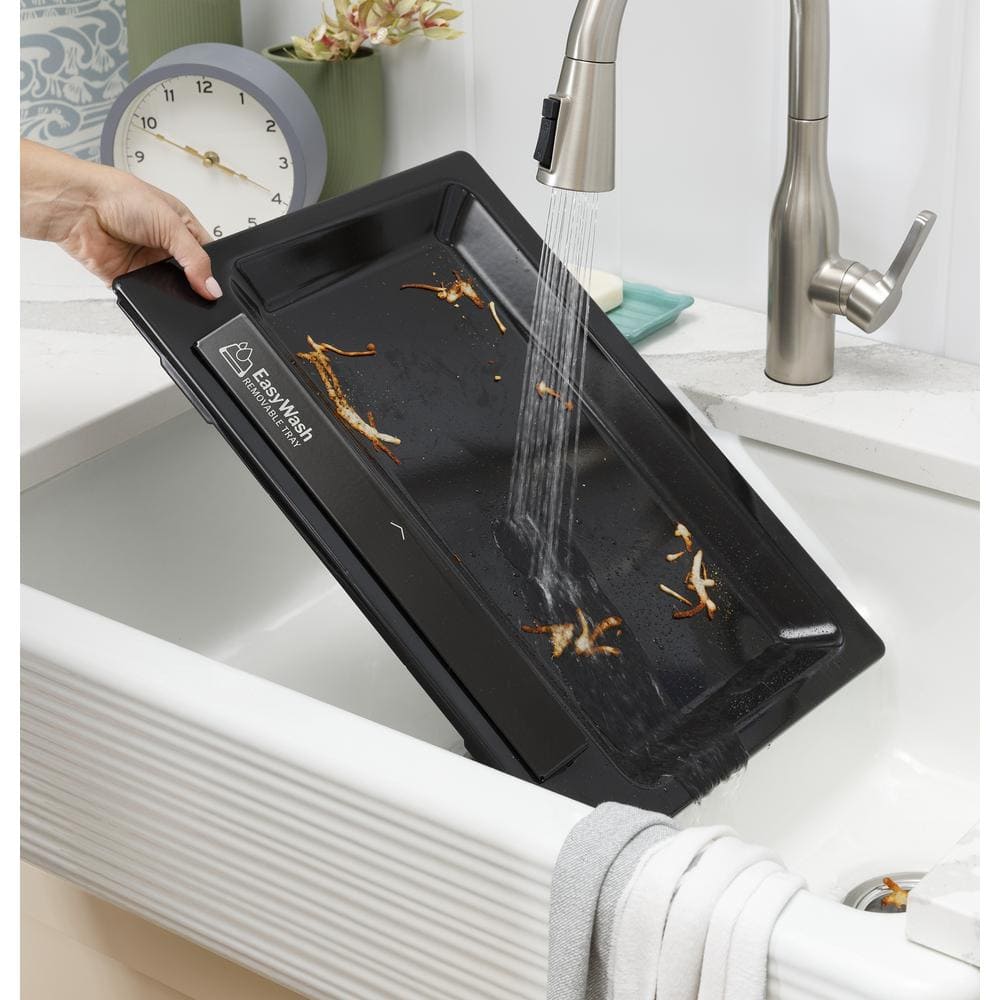 Model #GRS60LAVFS GE EasyWash Oven Tray 30-in Glass Top 5 Burners 5.3-cu ft Steam Cleaning Air Fry Convection Oven Slide-in Smart Electric Range (Fingerprint Resistant Stainless Steel)