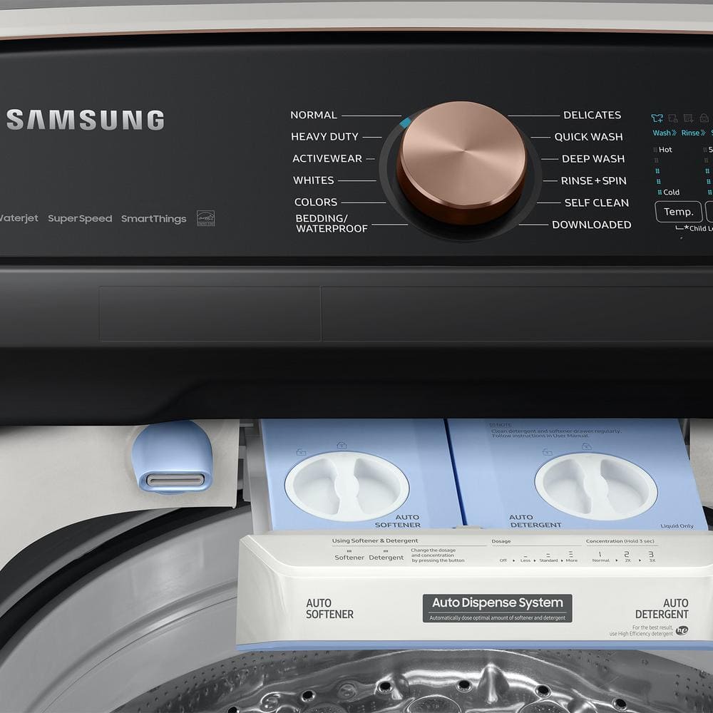 Model #WA55CG7500AE Samsung 5.5-Cu. Feet High Efficiency Impeller Smart Compatible Top-Load Washer ( Ivory ) ENERGY STAR