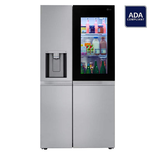 Model #LRSOS2706S LG InstaView Craft Ice 27.1-cu ft Side-by-Side Refrigerator Smart with Dual Ice Maker, Water and Ice Dispenser (Printproof Stainless Steel) ENERGY STAR